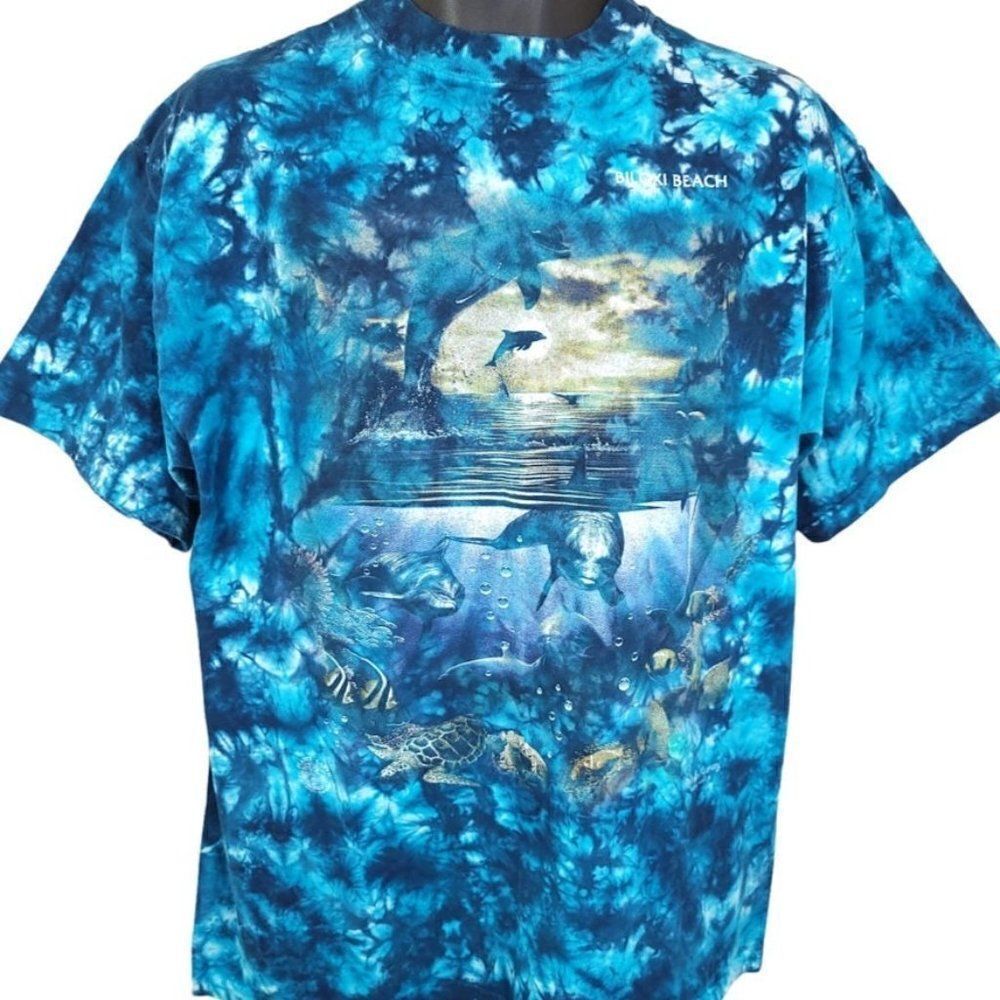 Bottlenose Dolphins T Shirt Vintage 90s Tie Dye All Over Print Turtle Biloxi
